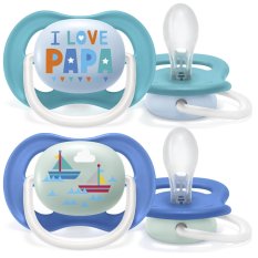 Philips AVENT Pacifier Ultra air Text 6-18m poika, 2 kpl