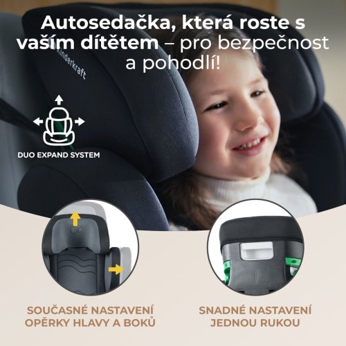 KINDERKRAFT SELECT Silla de coche i-Size XPAND 2 i-Size 100-150 cm Negro Grafito, Premium
