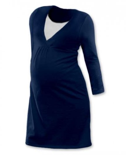 Camicia da notte da allattamento Lucia, manica lunga - blu scuro (denim)