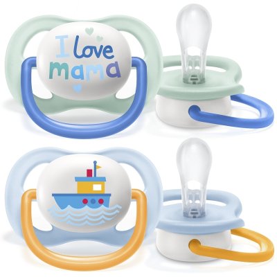 Philips AVENT Suzetă Ultra air Text 0-6m băiat, 2 buc