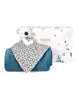 Coffret cadeau Doudou Koala heureux Yoca plaid et lange