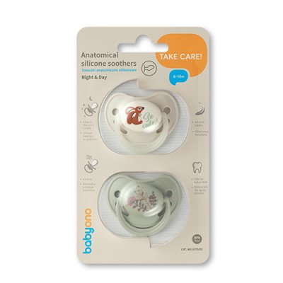BABYONO Silikon-Schnuller anatomisch 6-18m, 2 Stk.