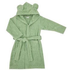 EKO Cotton bathrobe with hood and ears Olive green size L 92-98