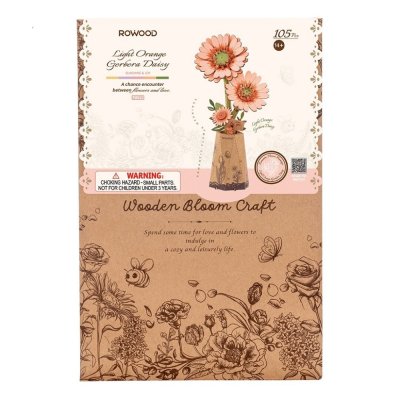RoboTime 3D drewniane puzzle Pomarańczowa gerbera