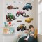 Väggklistermärke för pojkar - Bilar och traktorer