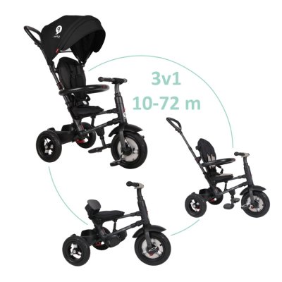 QPLAY Rowerek trójkołowy Rito air gel (Rubber) Black, wiek 10-72 miesiące