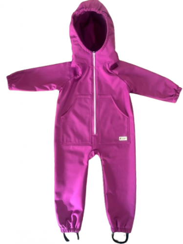 Monkey Mum® Softshell jumpsuit met membraan - Sappige framboos - maat 98/104, 110/116