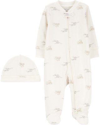 CARTER'S Set 2dílný overal, čepice Ivory Elephant neutral MFL 9m/vel. 74
