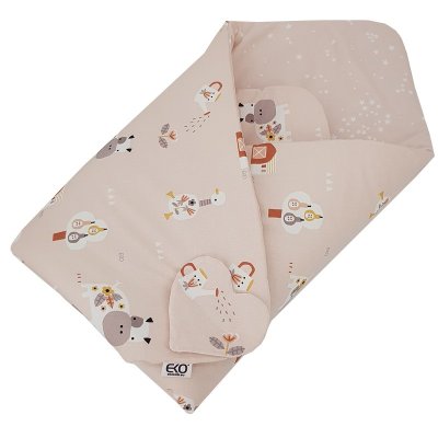 ECO doppelseitiges Baumwoll-Pucktuch My Farm Puderrosa 75x75 cm