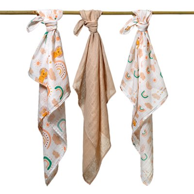 BABYONO Muslin pelene Super soft 3 kom - bež