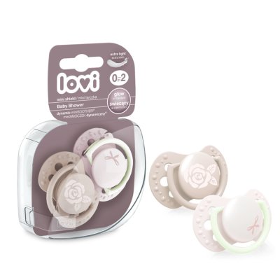 LOVI Smoczek mini Baby shower 0-2m 2szt dziewczynka