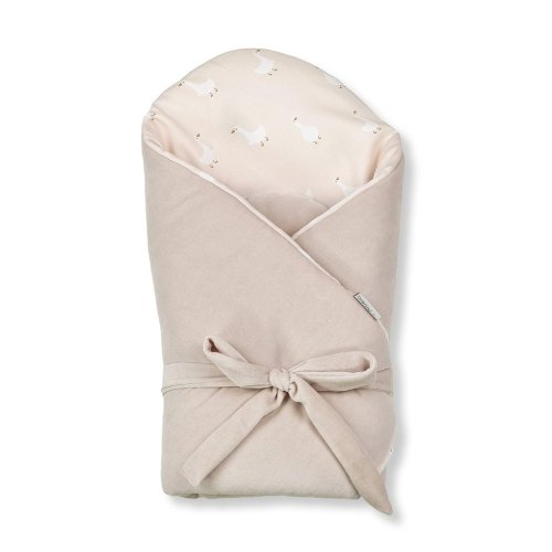 KLUPS Swaddle brez ojačitve s pentljo Velvet Gaja Goose bež 75x75 cm