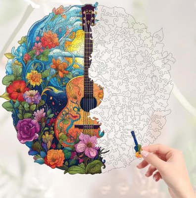 EscapeWelt Drewniane puzzle Gitara 200 elementów