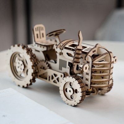 RoboTime 3D Puzle de madera mecánico Tractor
