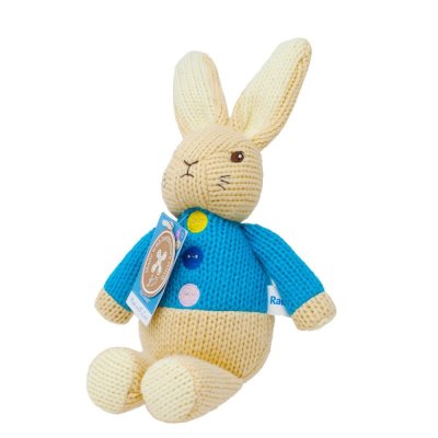 Lapin Pierre arc-en-ciel en tricot doux