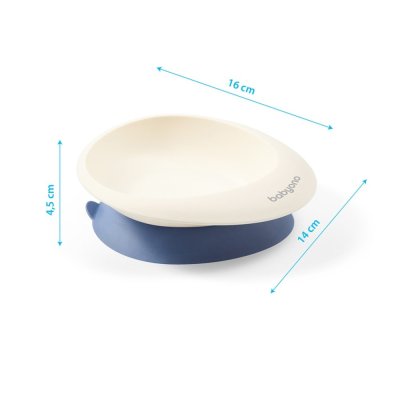 BABYONO Schüssel mit Saugnapf und Löffel blau 230 ml 6m+
