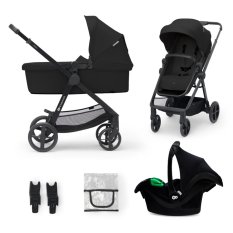 KINDERKRAFT Kinderwagen kombiniert 3 in 1 Newly Classic schwarz + Mink PRO