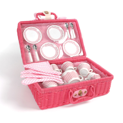 Tidlo Picknickgeschirr im rosa Korb