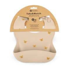 PETITE&MARS Bavaglino in silicone Take&Match Sabbia Farfalle 6m+