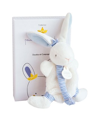 Doudou Ajándékkészlet - Nyuszis cumitartó játék 15 cm kék