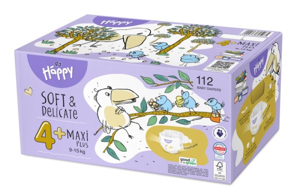 2x BELLA HAPPY Baby Pleny jednorázové Maxi Plus Box 9-15 kg 56 ks