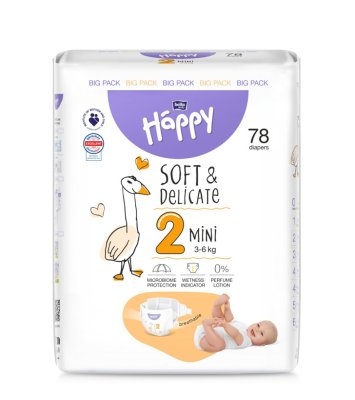 BELLA HAPPY Baby Pleny jednorázové Mini 3-6 kg Big Pack 78 ks