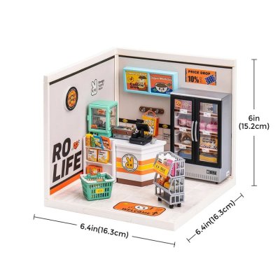 RoboTime Puzle 3D de madera Miniatura de casa Tienda de ultramarinos
