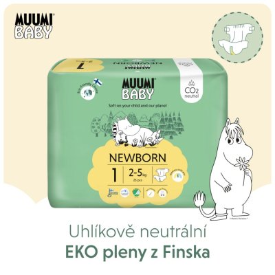 MUUMI Baby 1 Neugeborenes 2-5 kg (25 Stück), Öko-Windeln