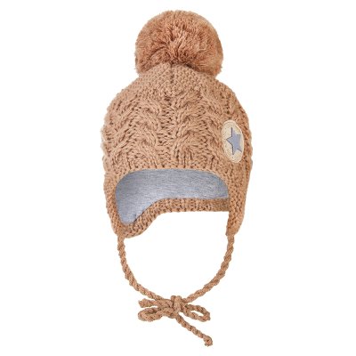 Kapa pletena z vezalkami in kitkami LA Outlast ® - taupe