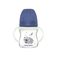 CANPOL BABIES Steklenička proti kolikam s svetlečimi ročaji EasyStart Sleepy koala 120ml modra