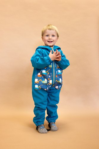 Monkey Mum® Softshell jumpsuit met membraan - Mysterious trip - maat 98/104, 110/116