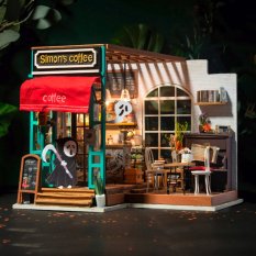 RoboTime Puzle 3D de madera Miniatura de casa Cafetería