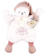 Doudou Zestaw upominkowy Pluszowy otulacz miś z czapeczką różowy 25 cm