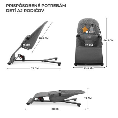 KINDERKRAFT Cadeira de balanço Mimi Cinza, até 9 kg