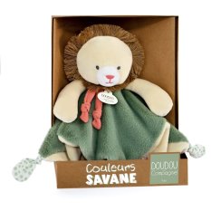 Doudou Peluche Mouchoir Lion Couleurs Savane 25 cm