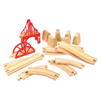 Bigjigs Rail Drewniane tory kolejowe zestaw most 18 elementów