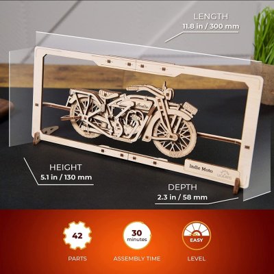 Ugears 2,5D drewniane mechaniczne puzzle Indie Moto