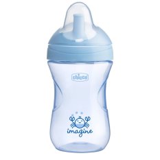 Cana CHICCO Advanced cu muștiuc de paie 266 ml albastru 12m+