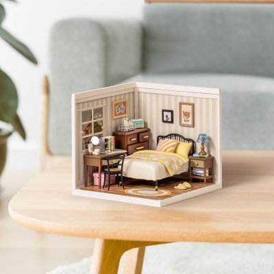Puzzle 3D en bois RoboTime, miniature de maison de poupée, chambre à coucher Sweet Dream