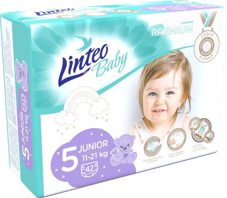 LINTEO BABY Premium Pieluchy jednorazowe 5 JUNIOR (11-21 kg) 42 szt.