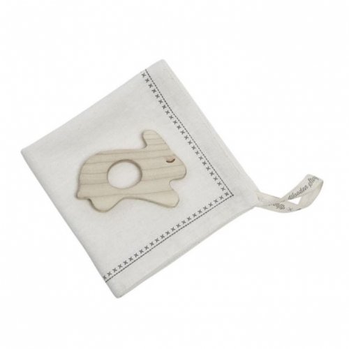 Wooden Story Mini-bijtspeelgoed - Haasje met een zakdoek