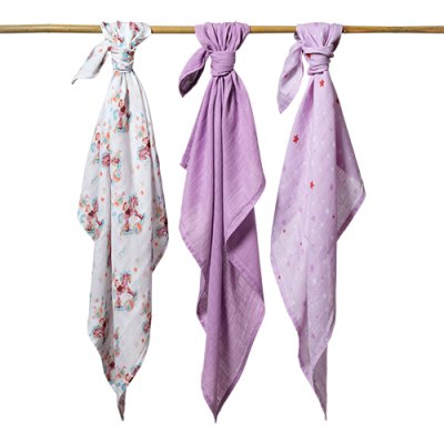 BABYONO Bambuswindeln 3 Stück Violett, 70x70 cm