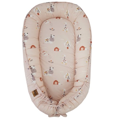 EKO Nid pour bébé double face en coton Ma ferme Etoiles Rose poudré 90x60 cm