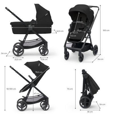 KINDERKRAFT Kombikinderwagen 4in1 Newly Classic Black + Mink PRO