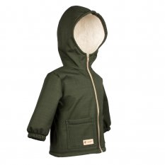 Dětská zimní softshellová bunda s beránkem Monkey Mum® - Khaki mysliveček