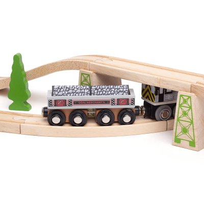 Bigjigs Rail Langer Kohlenwagen + 2 Schienen