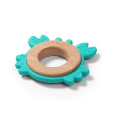 BABYONO Krabbenbeißring aus Holz und Silikon
