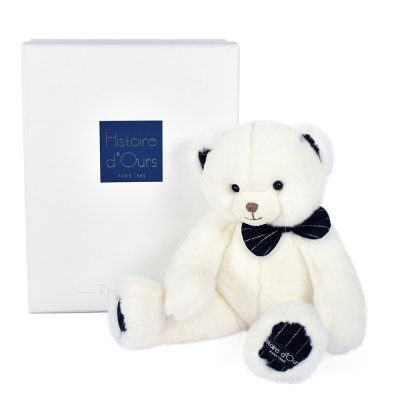 Doudou Histoire d'Ours Plush Teddy Bear with Dark Blue Bow Tie 30 cm