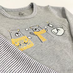 Tričko šmyk obrázok DR Outlast® - sivý melír-medvede LA/pruh