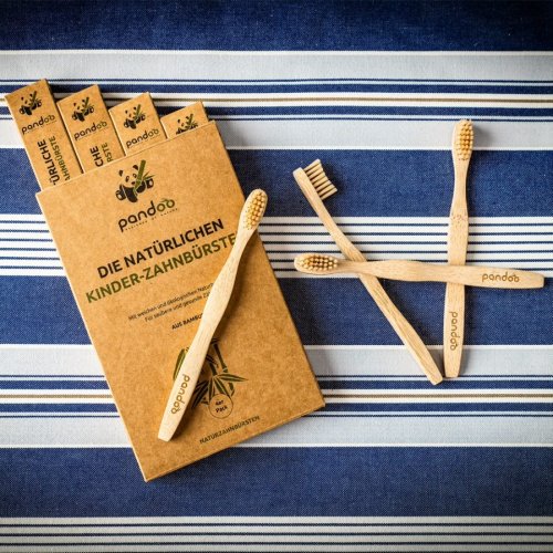 Cepillo de bambú para niños Medio Suave - 4 piezas